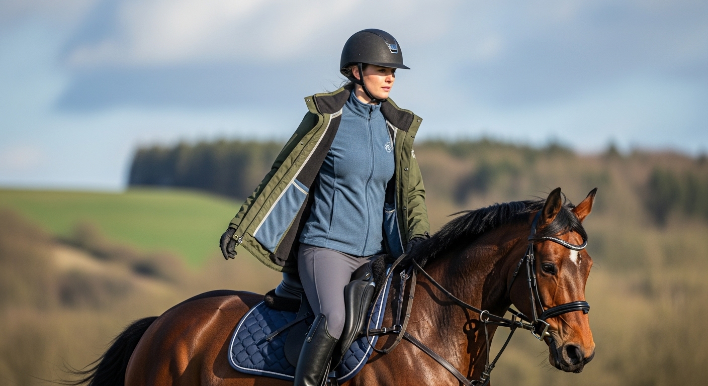 Seasonal layering system for equestrian riding apparel