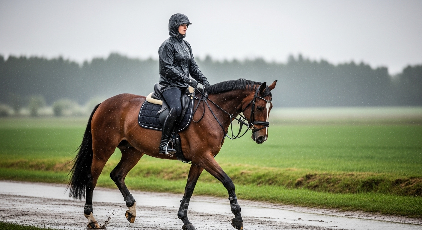Waterproof equestrian clothing for rainy conditions