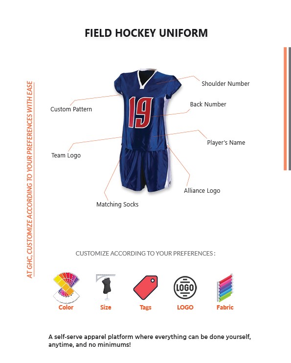 Custom Field Hockey Uniform Design , Custom GHC SportsWear