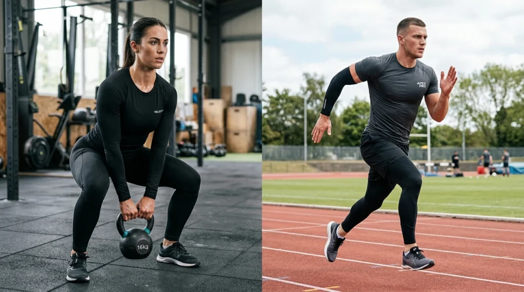 Compression clothing for athletes including compression shirts, tights, shorts, sleeves, and sports base layers.