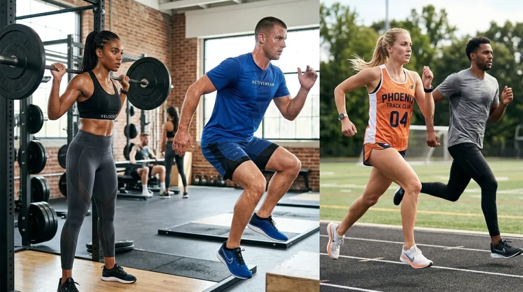 Moisture-wicking fabrics used in performance sportswear, gym wear, team uniforms, and activewear.