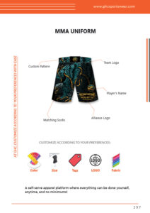 Bespoke MMA uniform OEM ODM factory GHC Sportswear® | Custom MMA shorts with logo, fighter name, fabric & sizing for wholesale buyers
