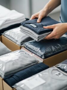 Garment packaging process in apparel manufacturing
