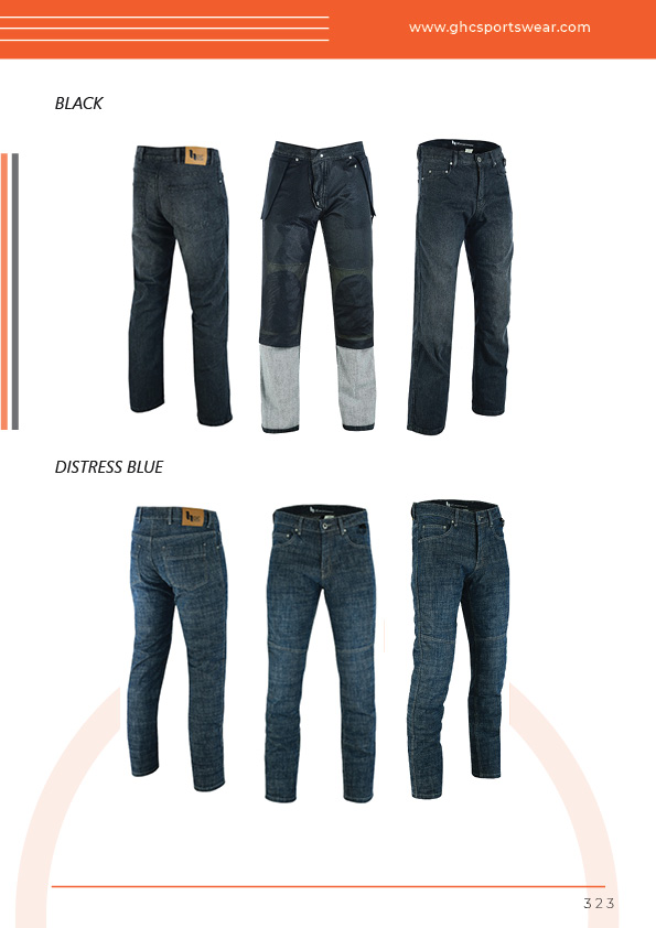 Kevlar jeans close-up | Reinforced stitching, CE armor pads & private-label tags manufacturer