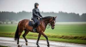 Waterproof equestrian clothing for rainy conditions