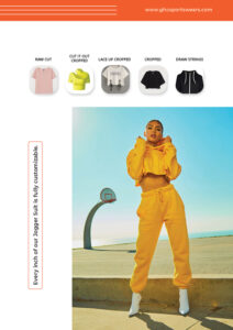 GHC Sportswear® offers diverse women’s jogger suit options including solid, printed, tie-dye, embroidered, zipped, cropped tops, adjustable joggers, and trend-focused athleisure silhouettes tailored for bulk buyers.