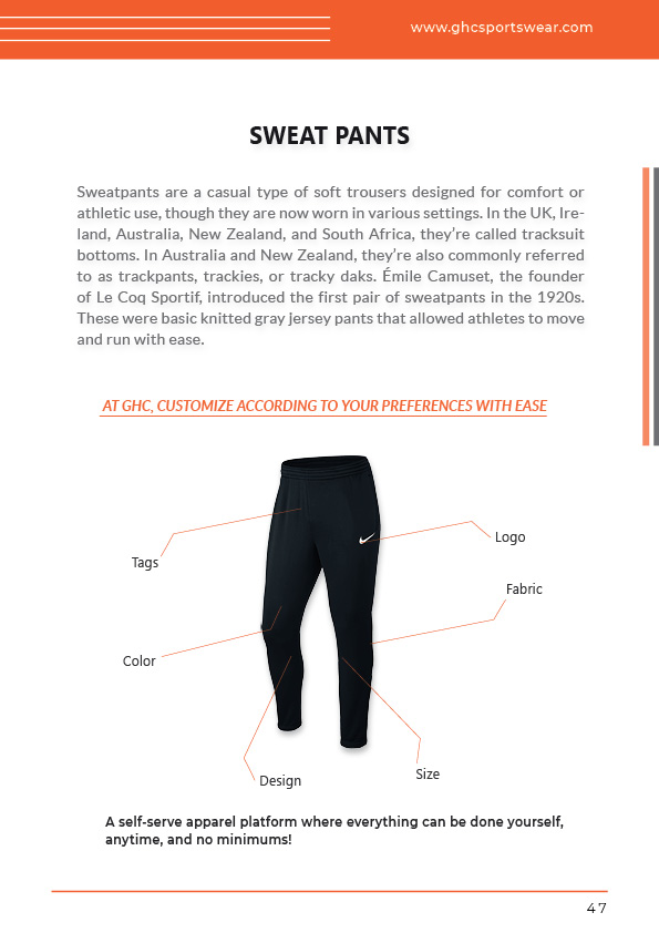 OEM ODM men’s sweatpants customization | Logo, fabric, size, color, tags & design options