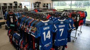 Bulk rugby uniforms showing durable, high-performance fabrics