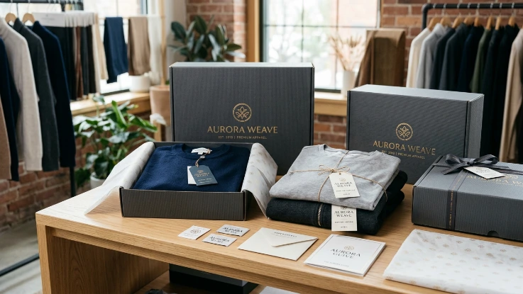 apparel packaging with branding and premium presentation