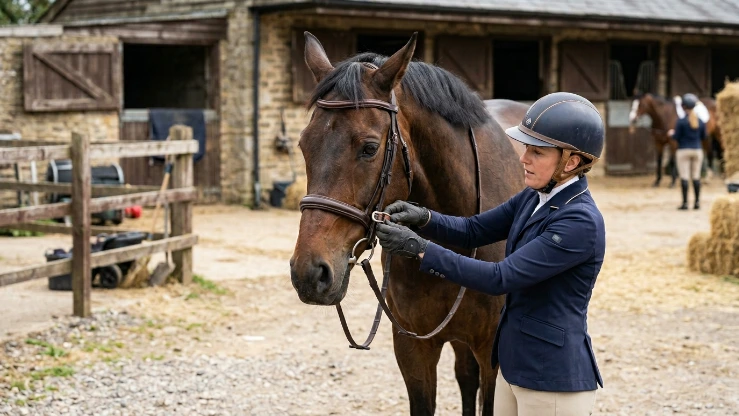 bridle doesn’t fit properly on horse head showing adjustment issues