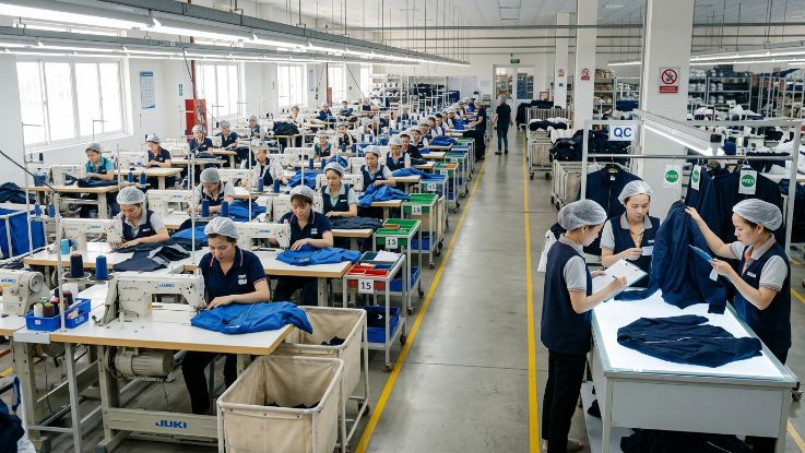 controlled manufacturing process in apparel factory